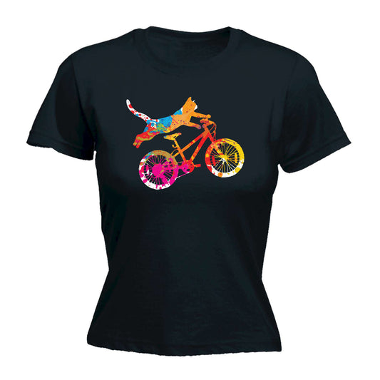 Cat Trick Cycling Bicycle Bike - Funny Womens T-Shirt Tshirt