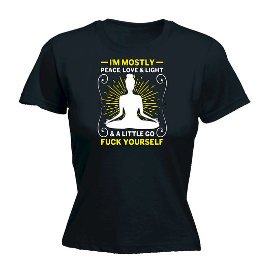 Yoga Mostly Peace Love And Light - Funny Womens T-Shirt Tshirt