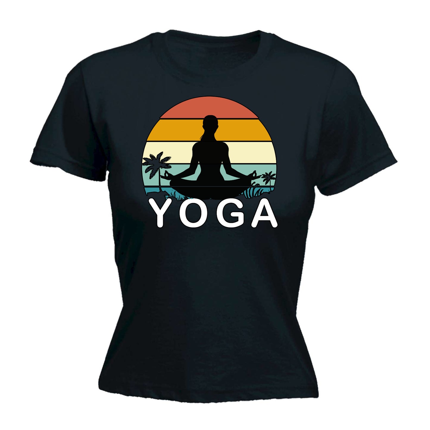 Yoga Sunset - Funny Womens T-Shirt Tshirt