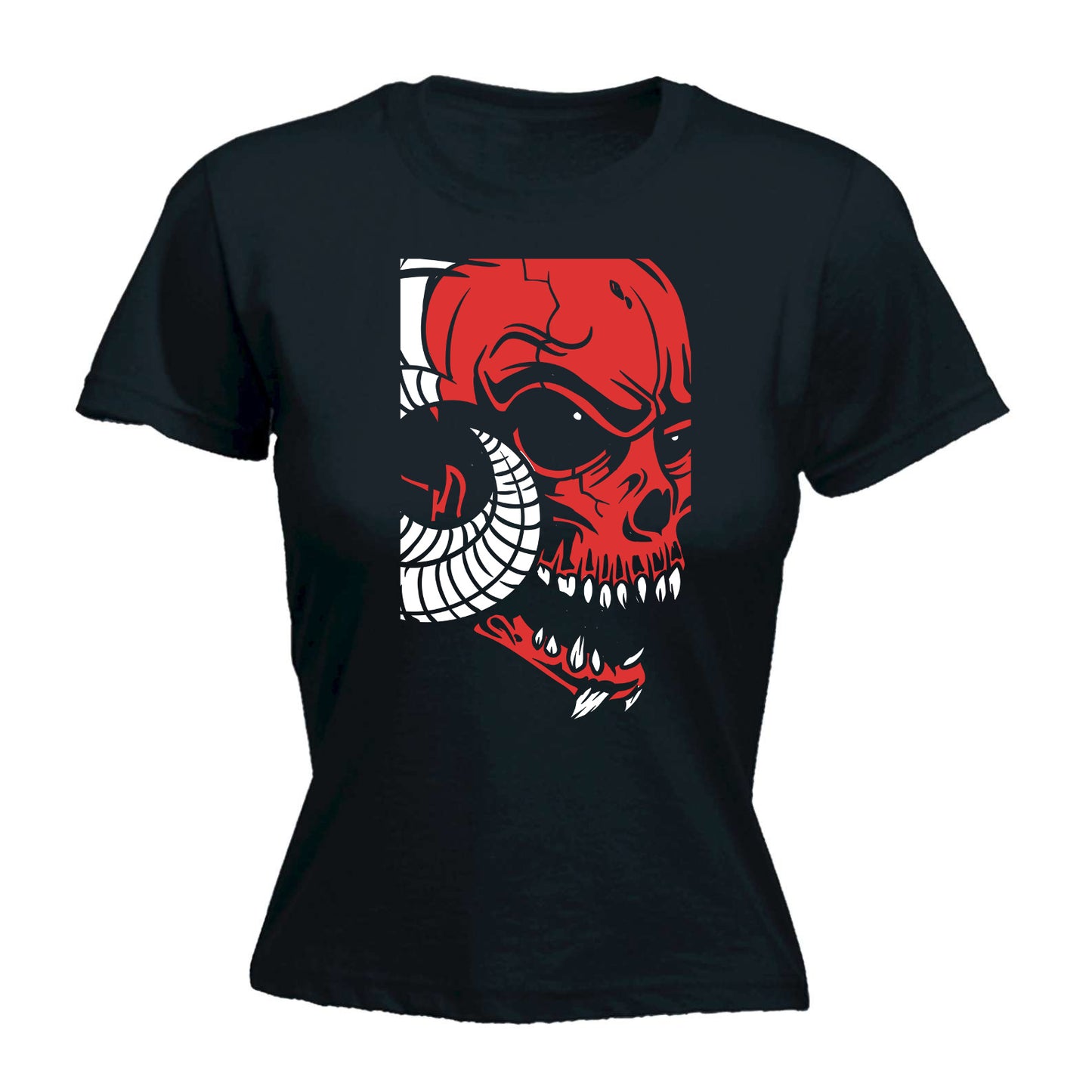 Horned Skull Fashion - Funny Womens T-Shirt Tshirt