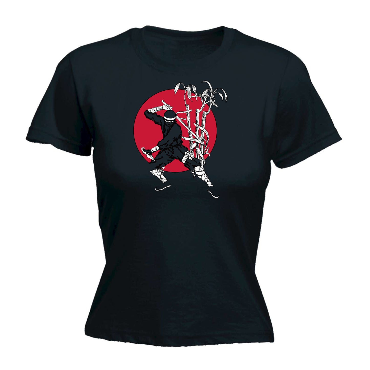 Ninja Bamboo Sunset - Funny Womens T-Shirt Tshirt