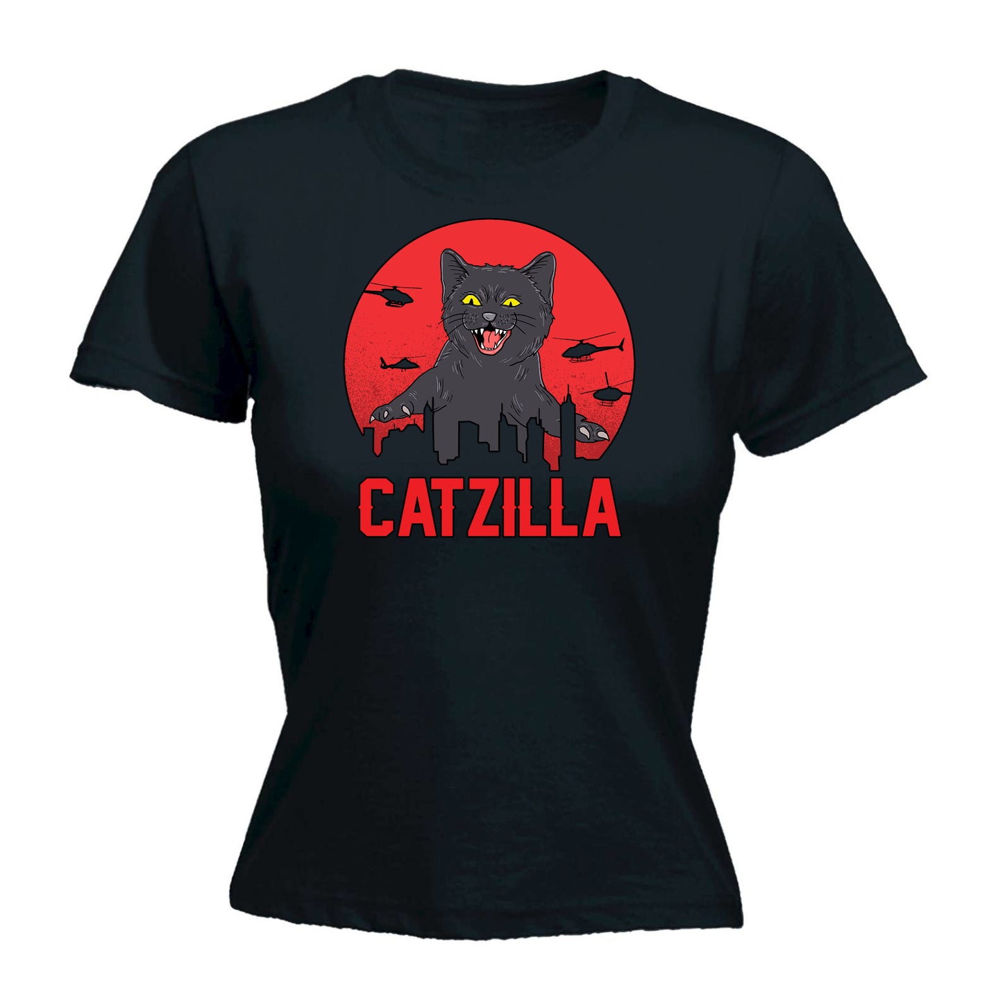 Catzilla Kitten Pussy Cat Cats - Funny Womens T-Shirt Tshirt