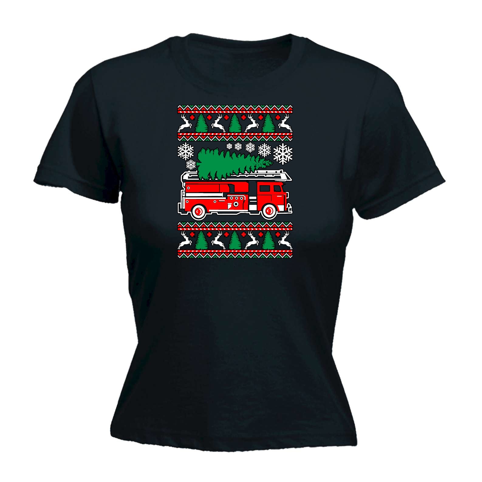 Fire Fighter Engine Christmas Xmas - Funny Womens T-Shirt Tshirt