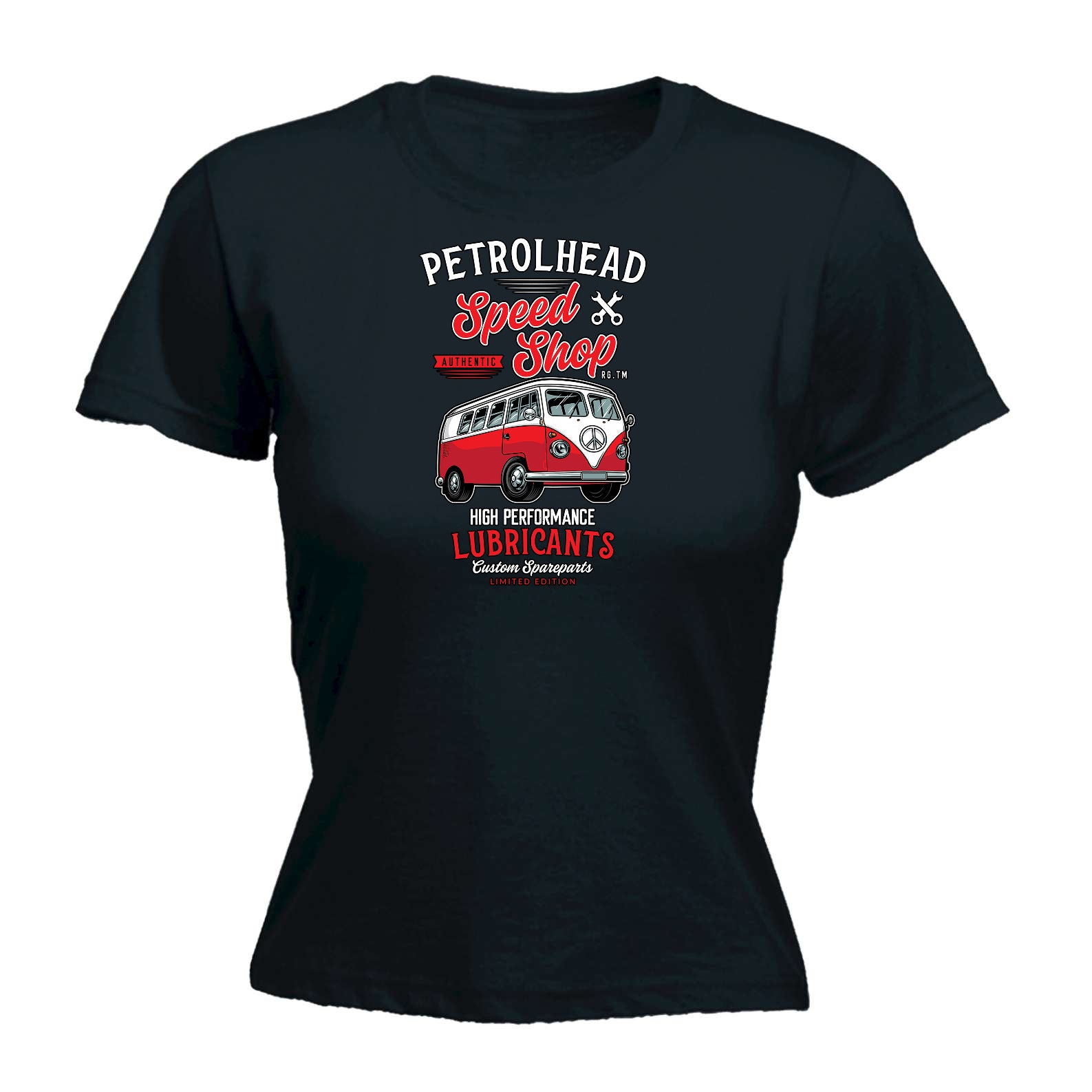 Petrol Head Speed Shop Camper Retro - Funny Womens T-Shirt Tshirt