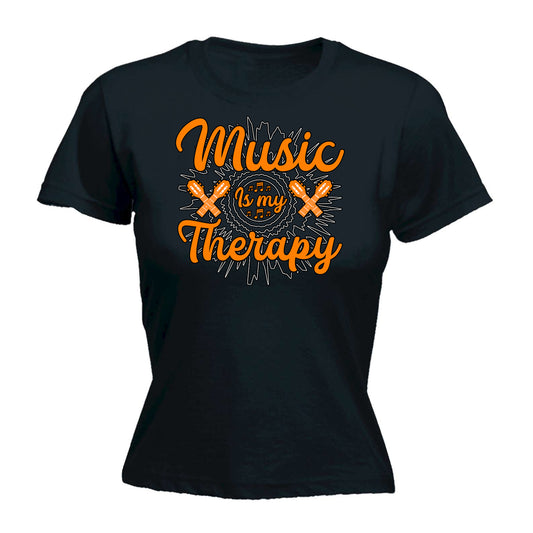 Music Is My Therapy Guitar Bass Electric - Funny Womens T-Shirt Tshirt