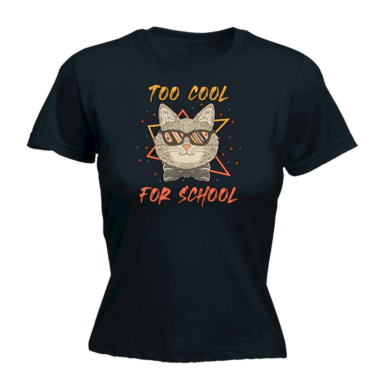 Too Cool For School Cat Kitten Pussy Cats - Funny Womens T-Shirt Tshirt