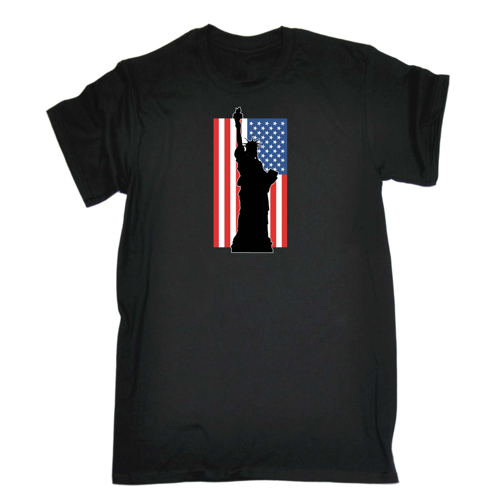Statue Liberty New York Usa Flag - Mens 123t Funny T-Shirt Tshirts