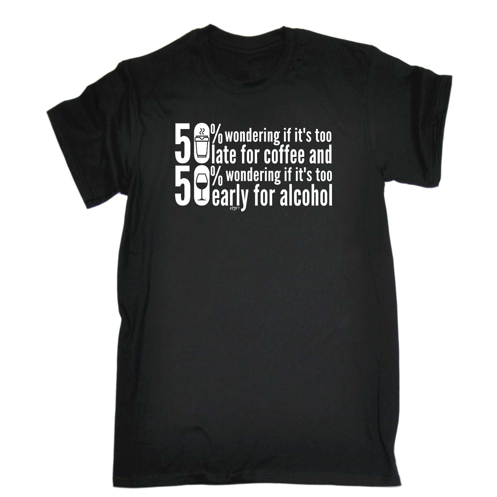 50 Percent Coffee Alcohol - Mens Funny T-Shirt Tshirts