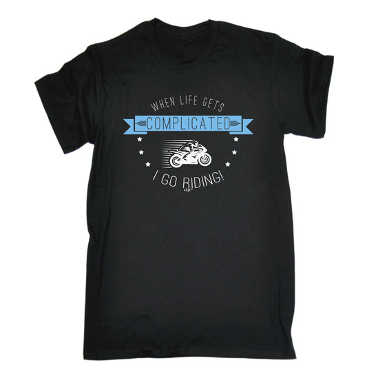 When My Life Gets Complicated Go Riding Moto - Mens Funny T-Shirt Tshirts