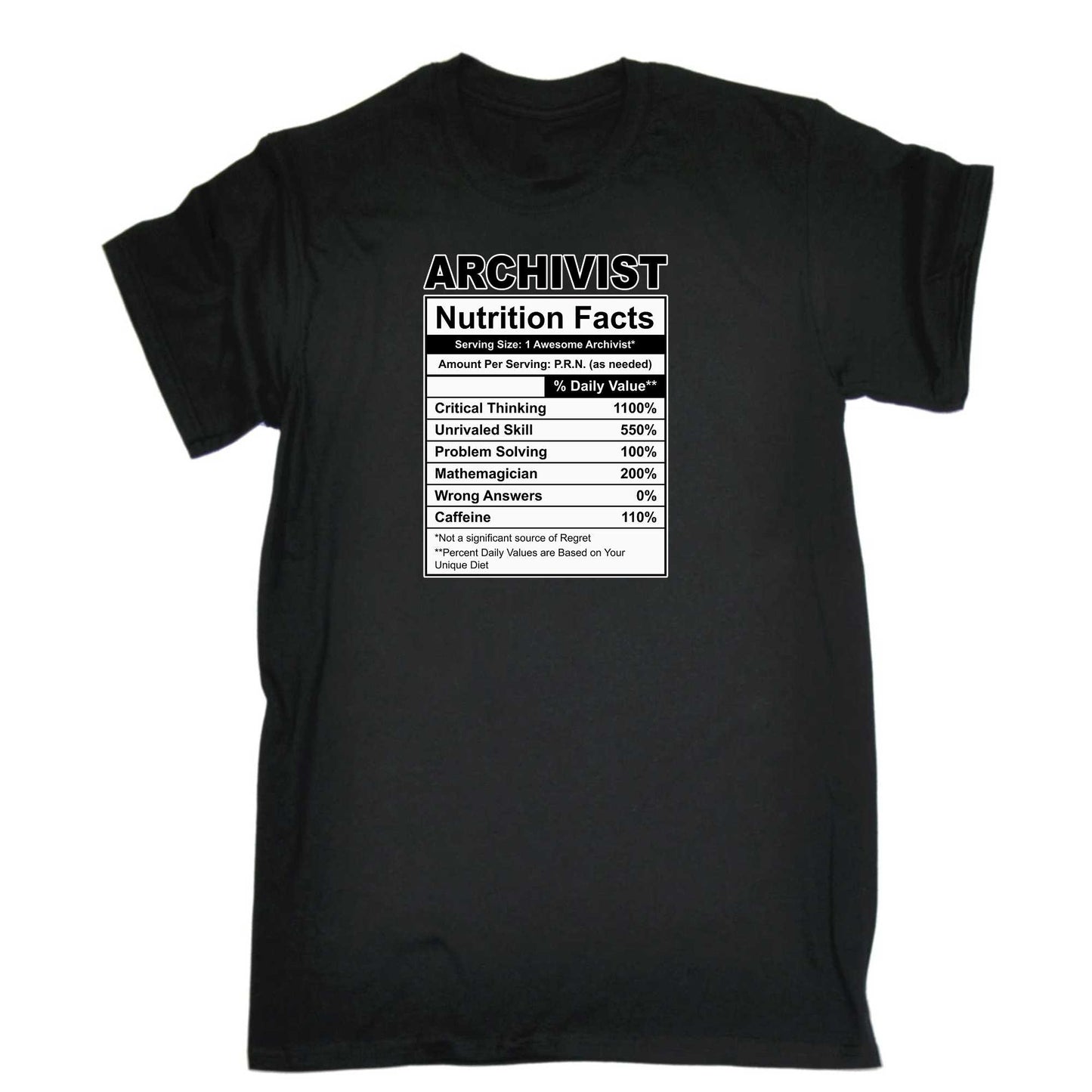 Archivist Nutrition Facts - Mens 123t Funny T-Shirt Tshirts