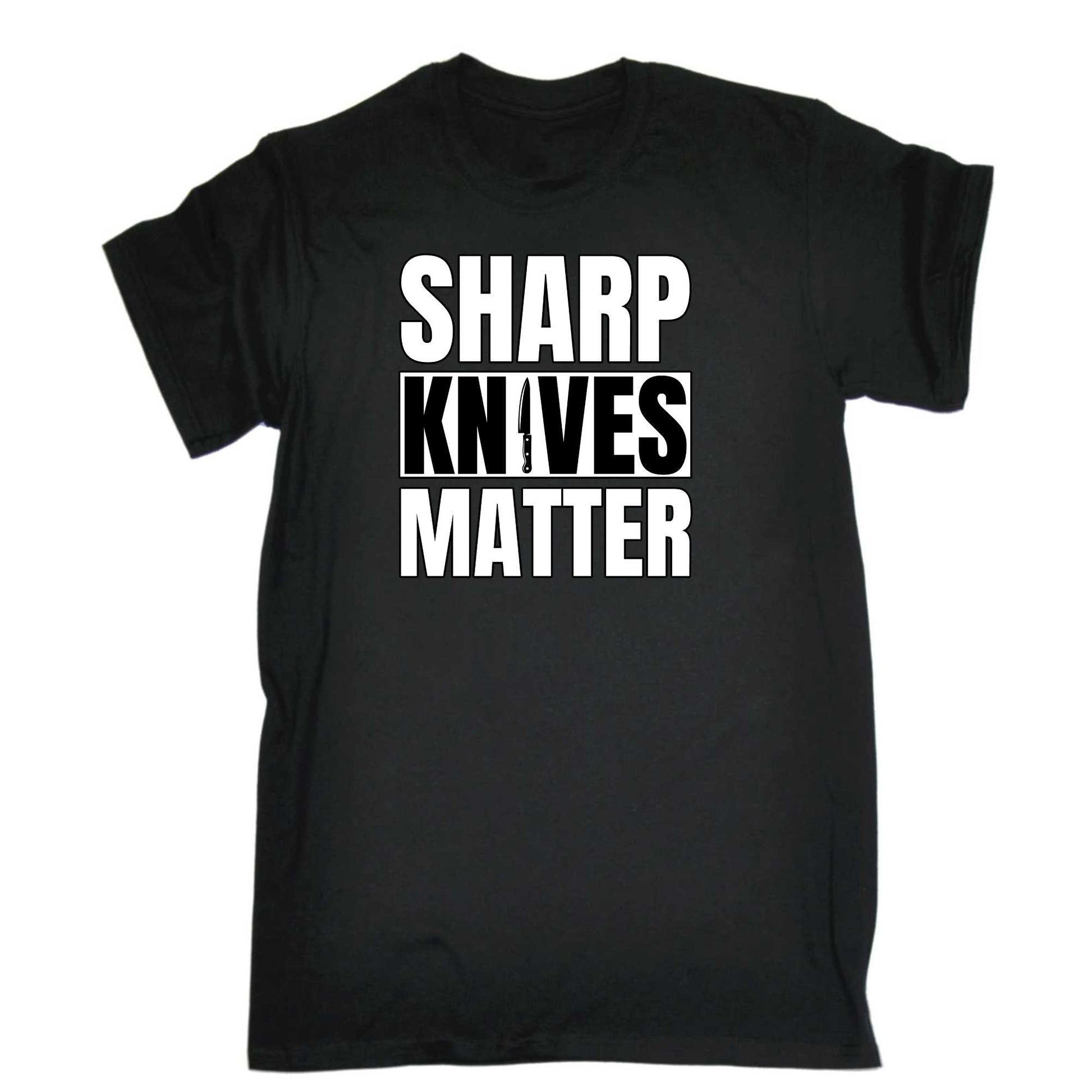 Sharp Knives Matter Cooking Chef - Mens 123t Funny T-Shirt Tshirts