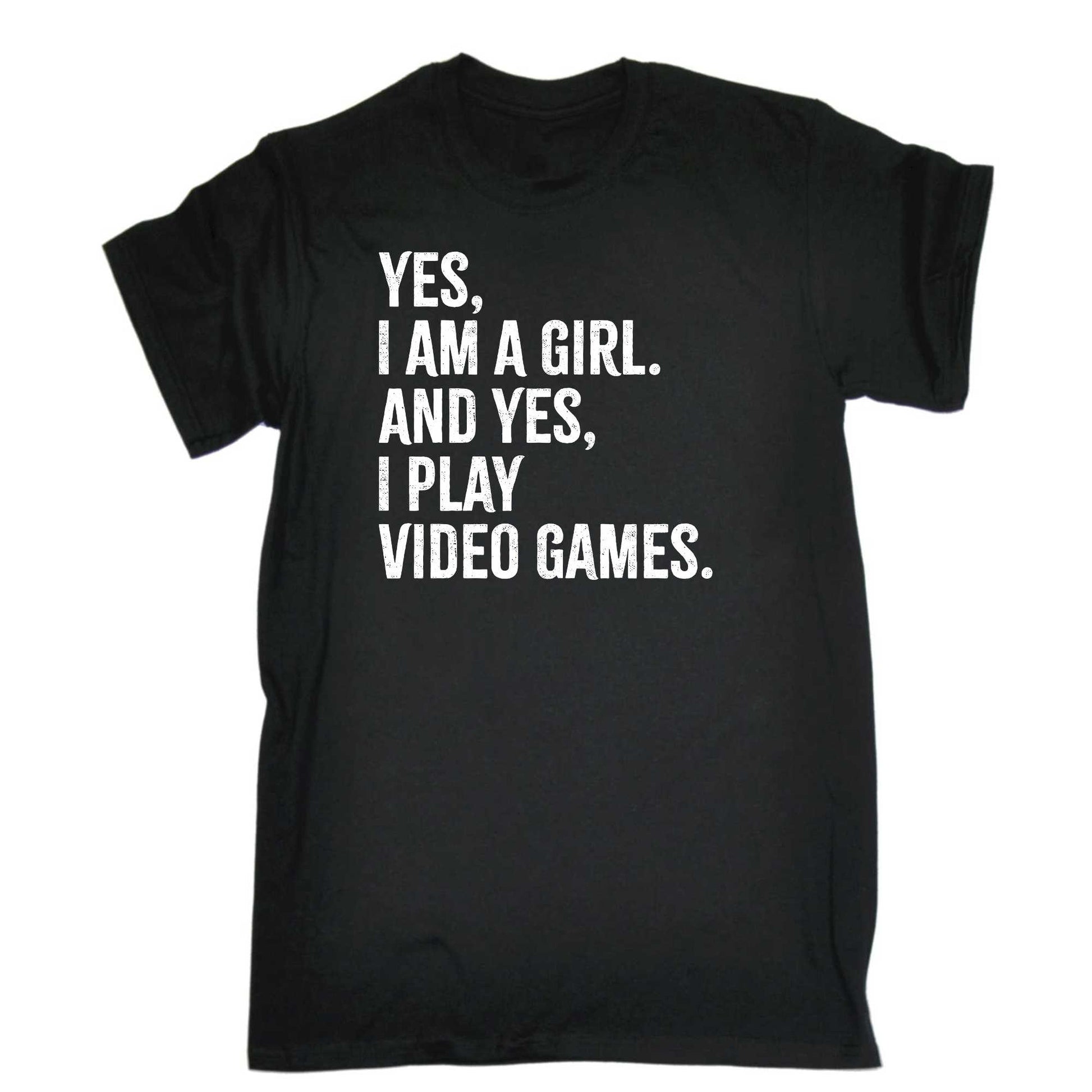 Gamer Yes I Am A Girl And Yes I Play Video Games - Mens 123t Funny T-Shirt Tshirts