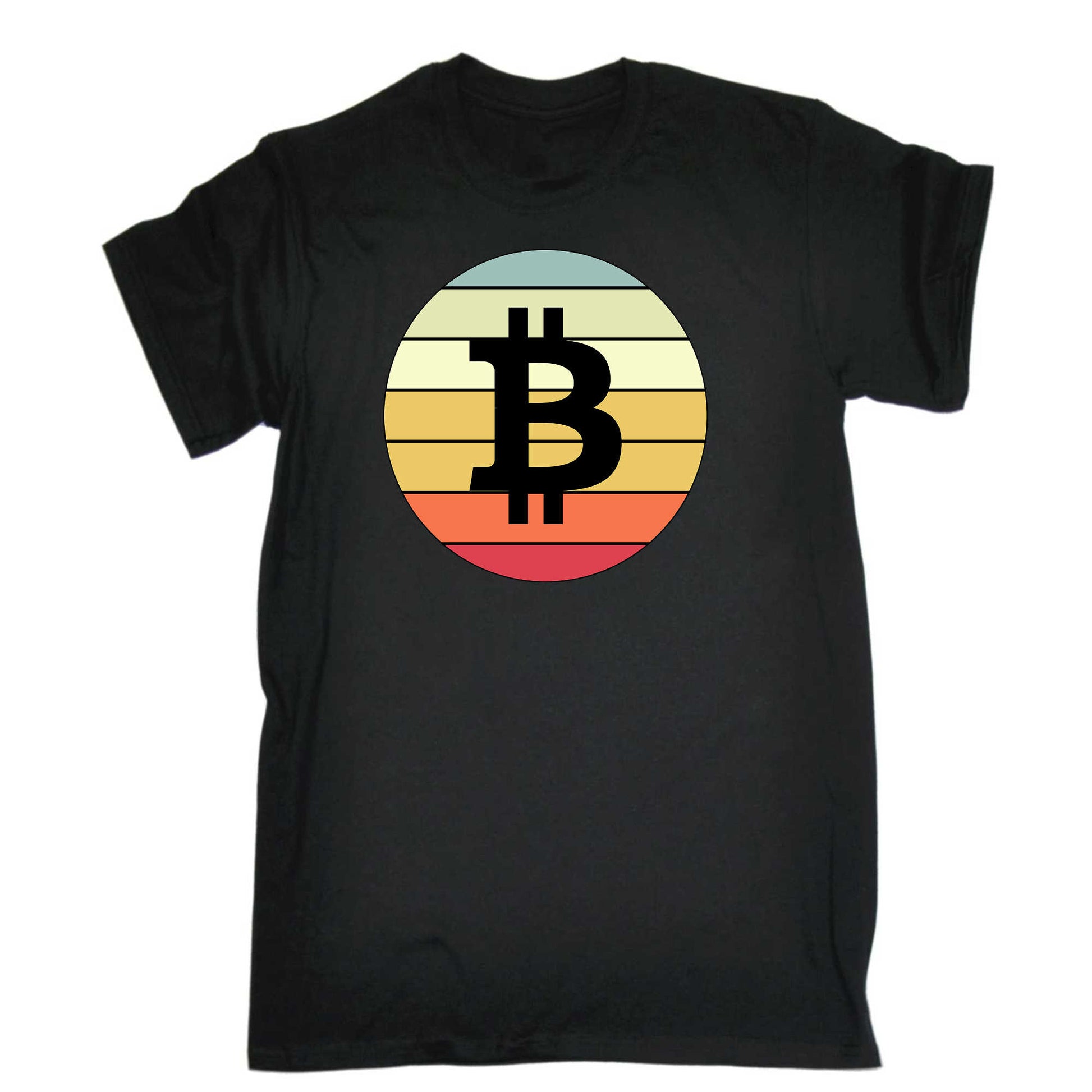 Bitcoin Vintage Sunset Cryptocurrency - Mens 123t Funny T-Shirt Tshirts