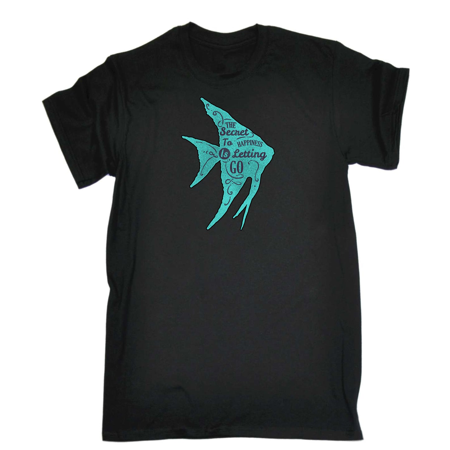 The Secret To Happiness Is Letting Go Fish - Mens 123t Funny T-Shirt Tshirts