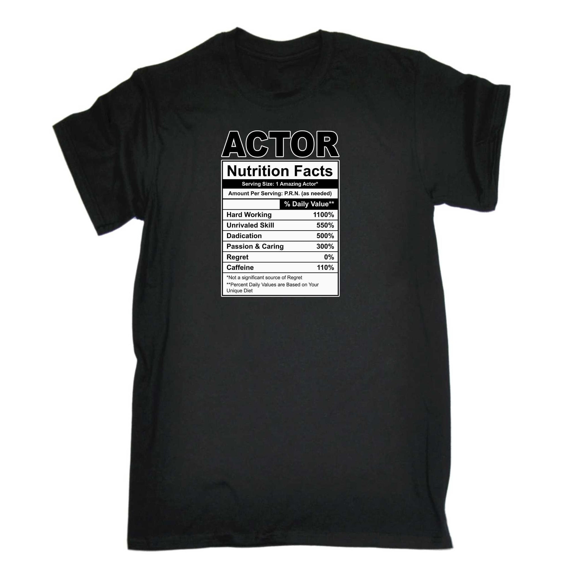 Actor Nutrition Facts - Mens 123t Funny T-Shirt Tshirts