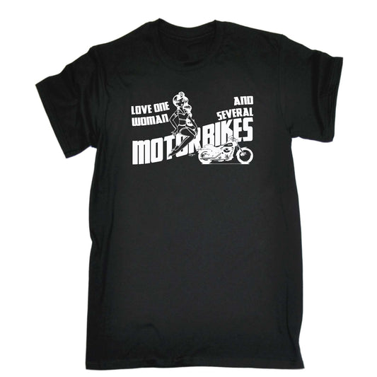 Love One Woman And Several Motorbikes White - Mens Funny T-Shirt Tshirts
