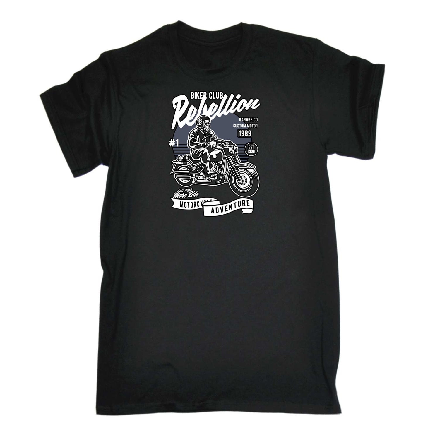 Skull Rebellion Motorbiker Motorcycle Motorbike - Mens 123t Funny T-Shirt Tshirts