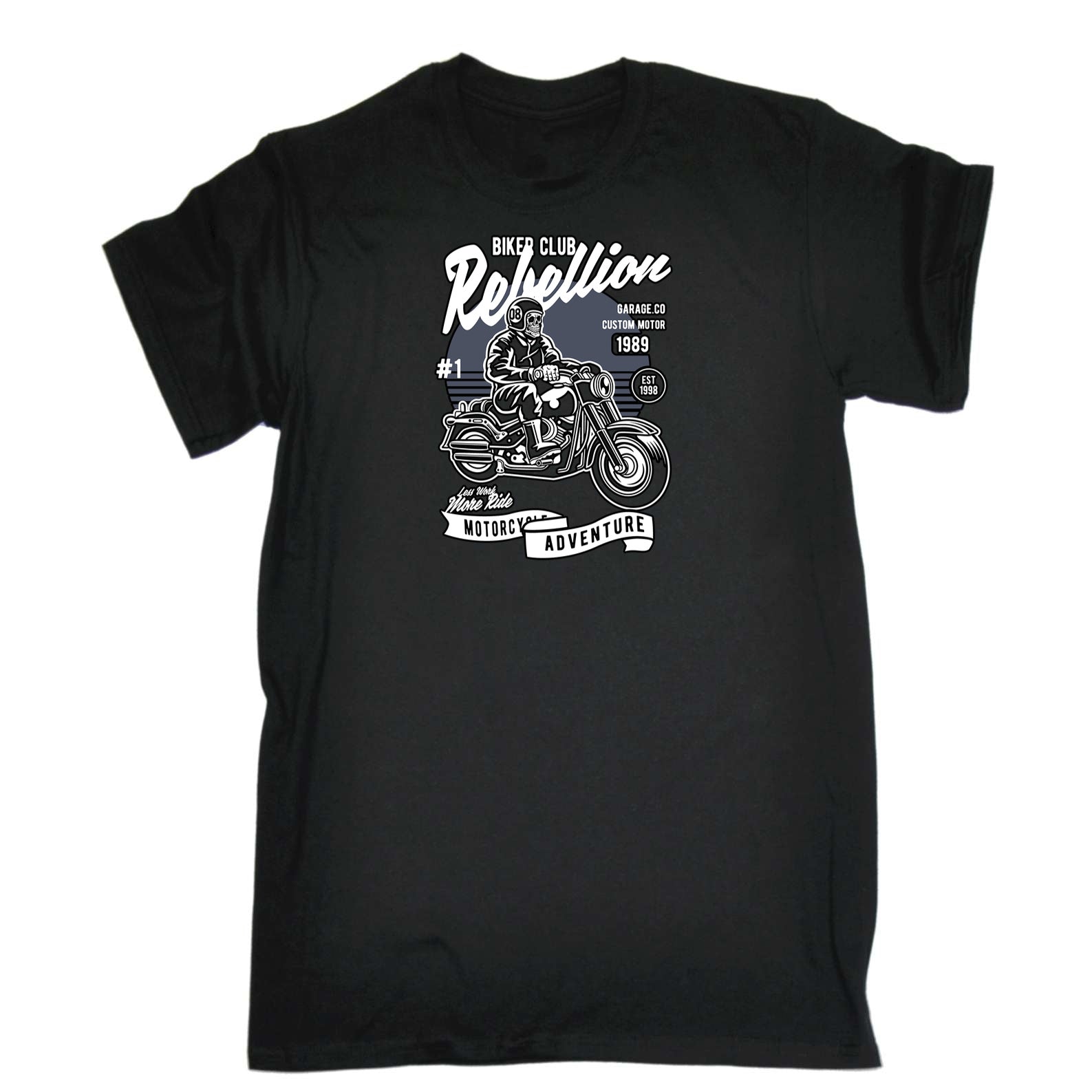 Skull Rebellion Motorbiker Motorcycle Motorbike - Mens 123t Funny T-Shirt Tshirts