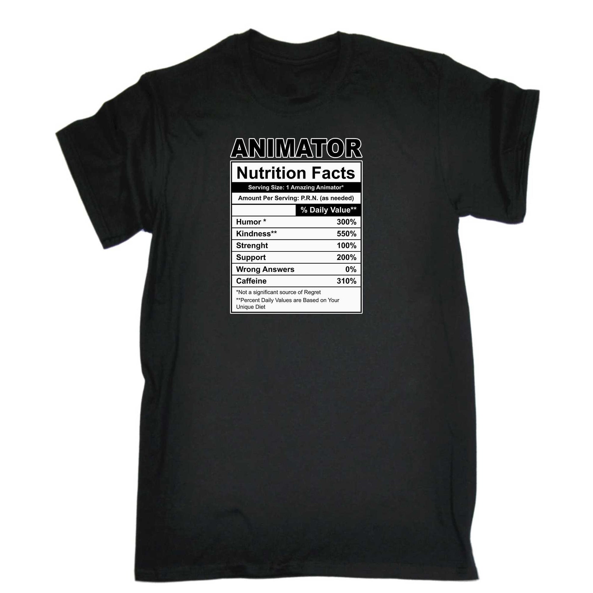 Animator Nutrition Facts - Mens 123t Funny T-Shirt Tshirts