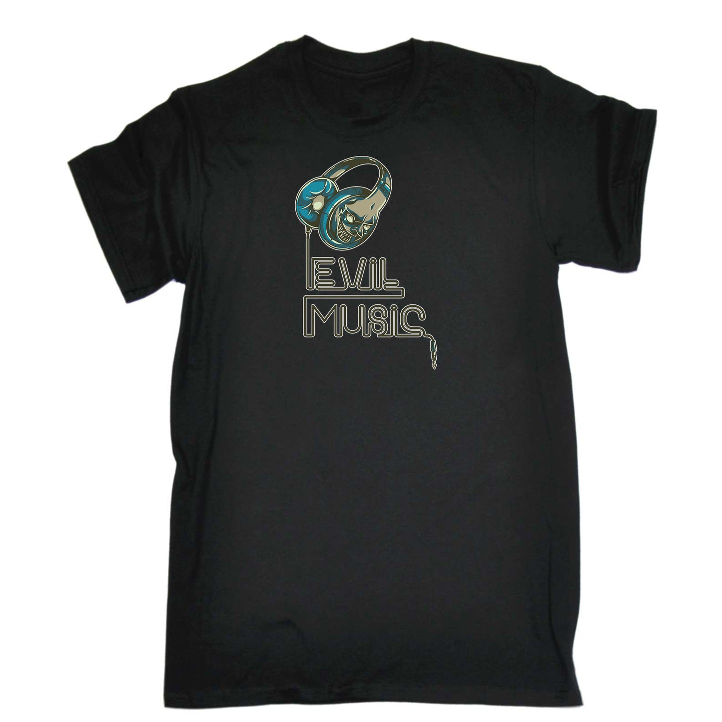 Evil Music Skull Headphones Dj - Mens 123t Funny T-Shirt Tshirts