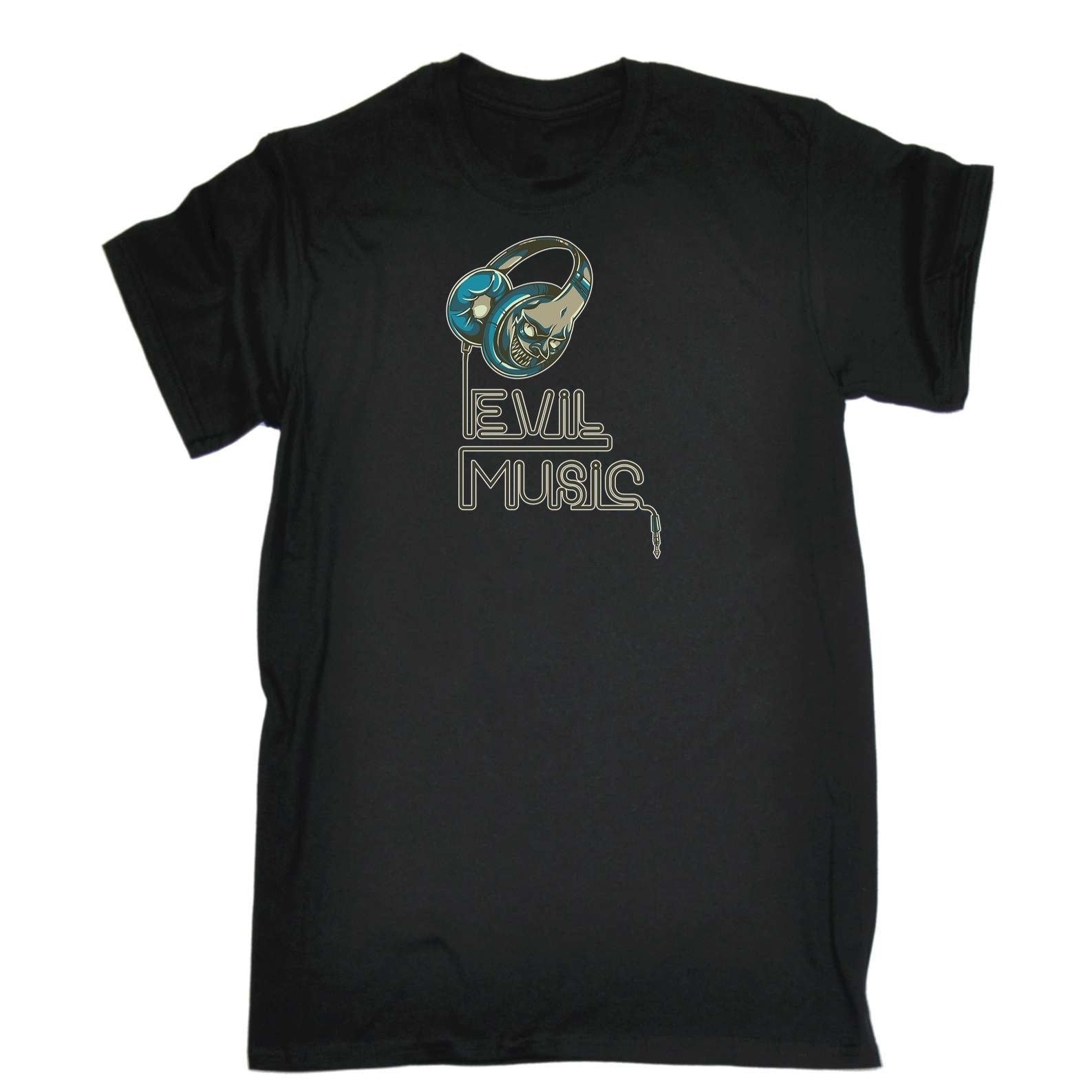 Evil Music Skull Headphones Dj - Mens 123t Funny T-Shirt Tshirts