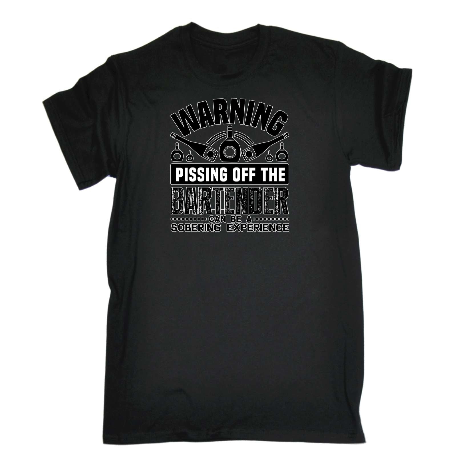 Warning Pissing Off The Bartender - Mens 123t Funny T-Shirt Tshirts