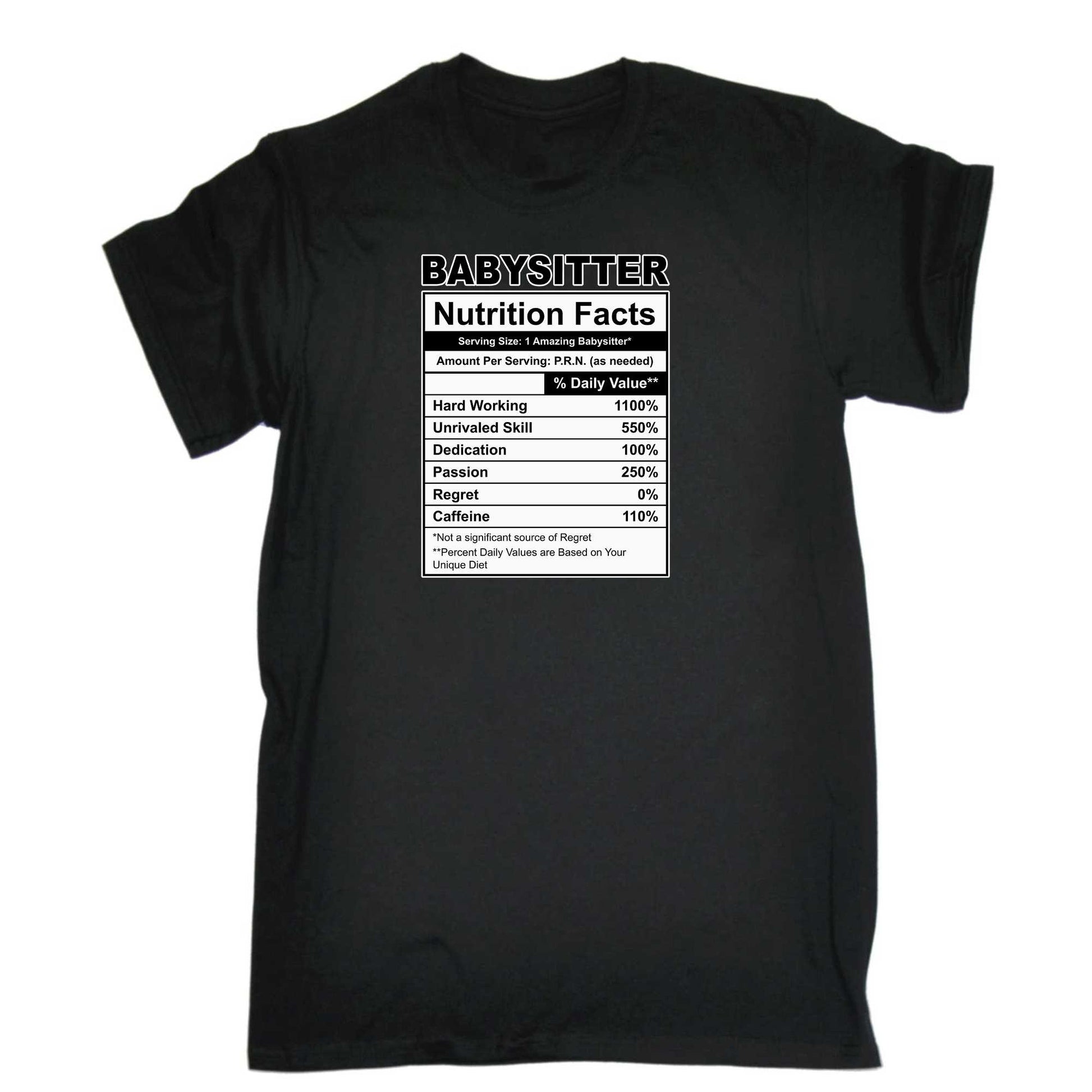 Babysistter Nutrition Facts - Mens 123t Funny T-Shirt Tshirts