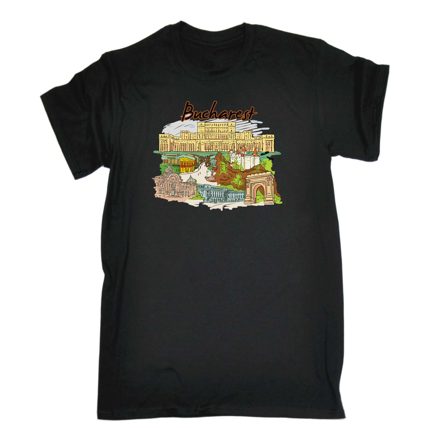 Bucharest Romania Country Flag Destination - Mens 123t Funny T-Shirt Tshirts