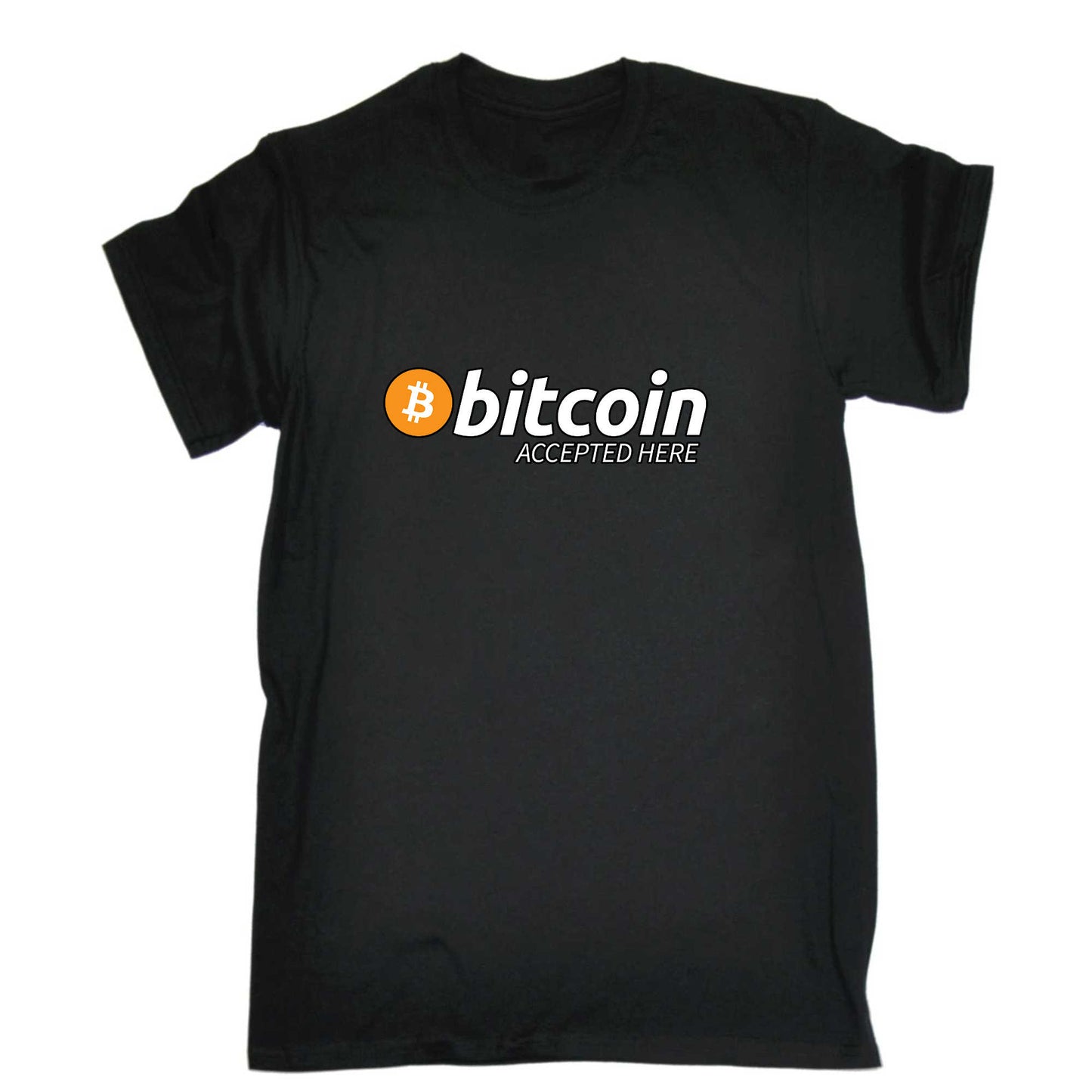 Bitcoin Accepted Here Crypto Currency Logo Trader Investor - Mens 123t Funny T-Shirt Tshirts