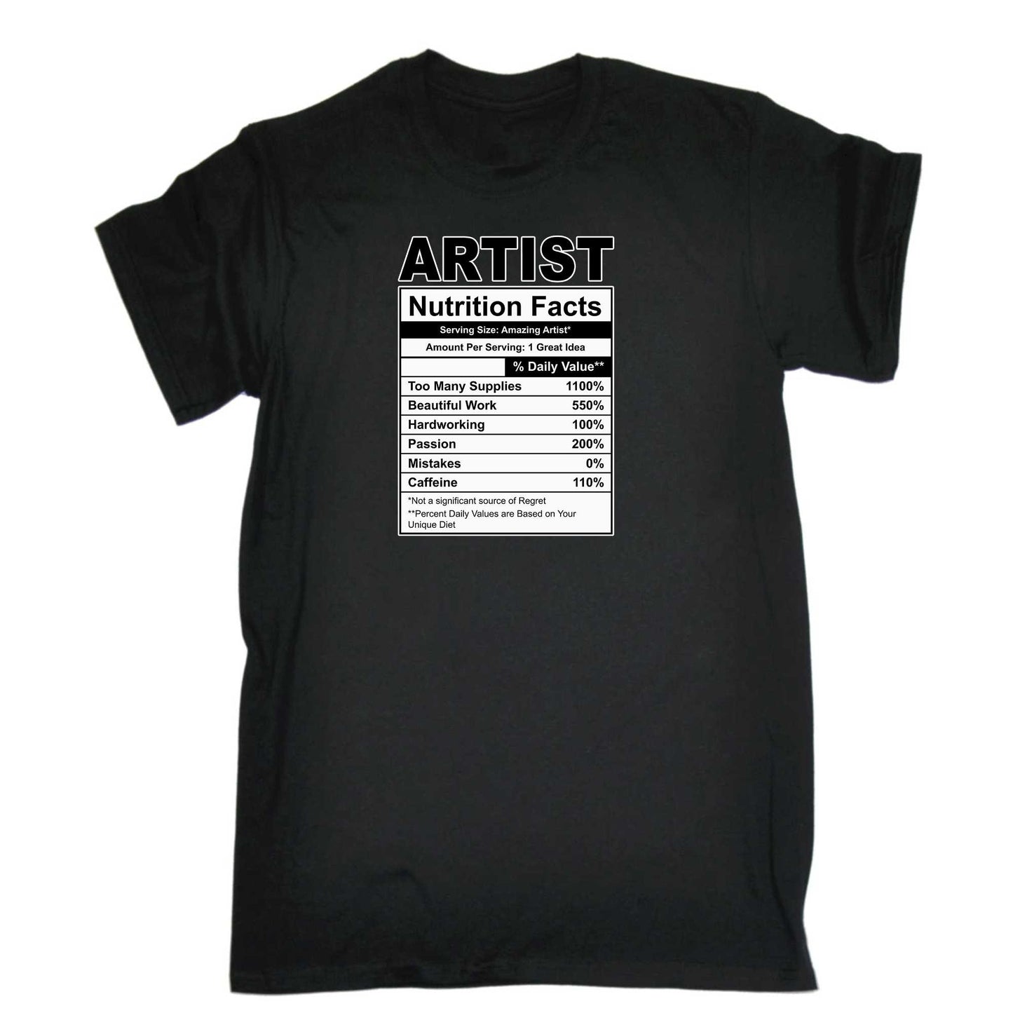 Artist Nutrition Facts - Mens 123t Funny T-Shirt Tshirts