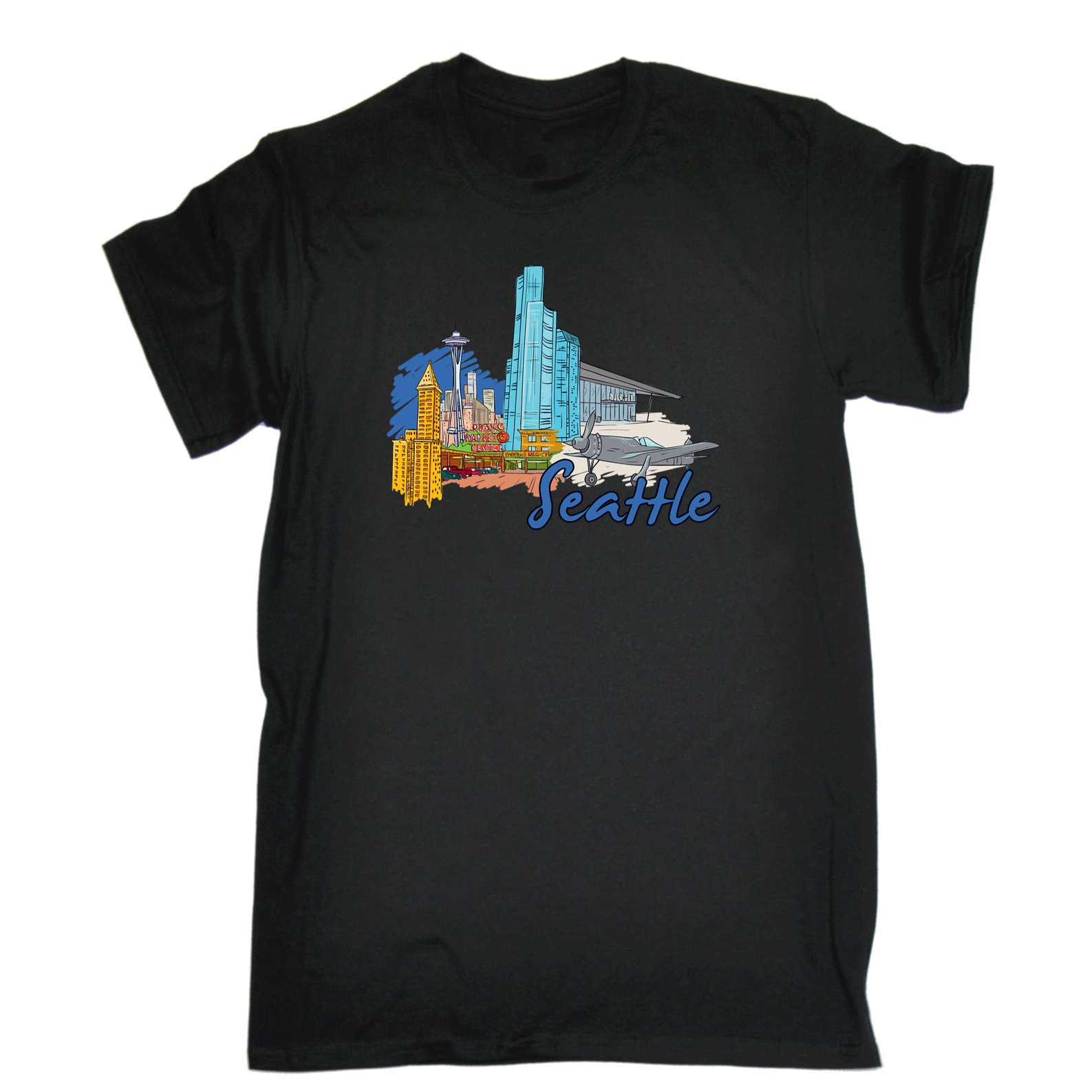 Seattle Washington State Usa Country Flag Destination - Mens 123t Funny T-Shirt Tshirts