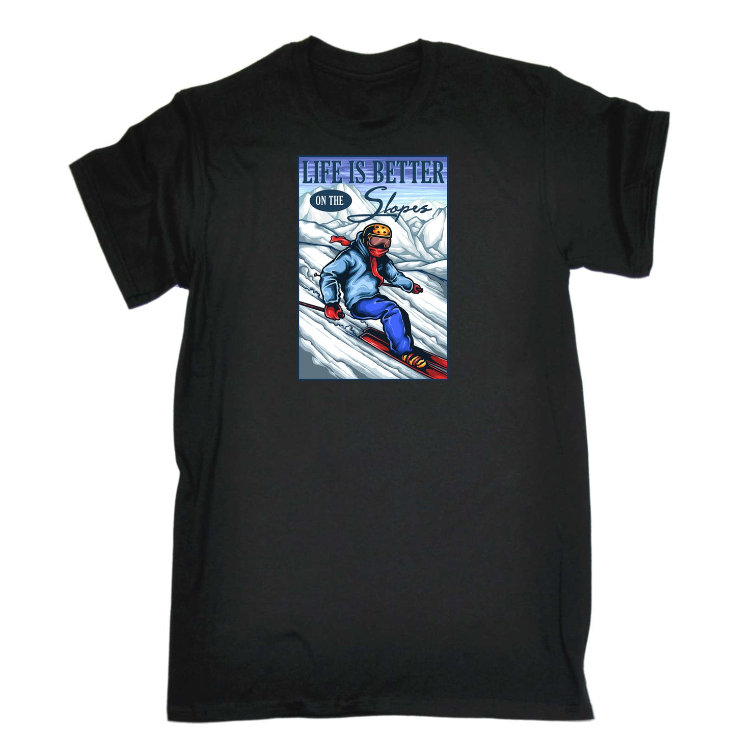 Ski Life Skiing Life Is Better On The Slopes  - Mens 123t Funny T-Shirt Tshirts