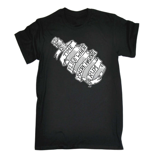 Time Flies When Your Having Rum - Mens Funny T-Shirt Tshirts