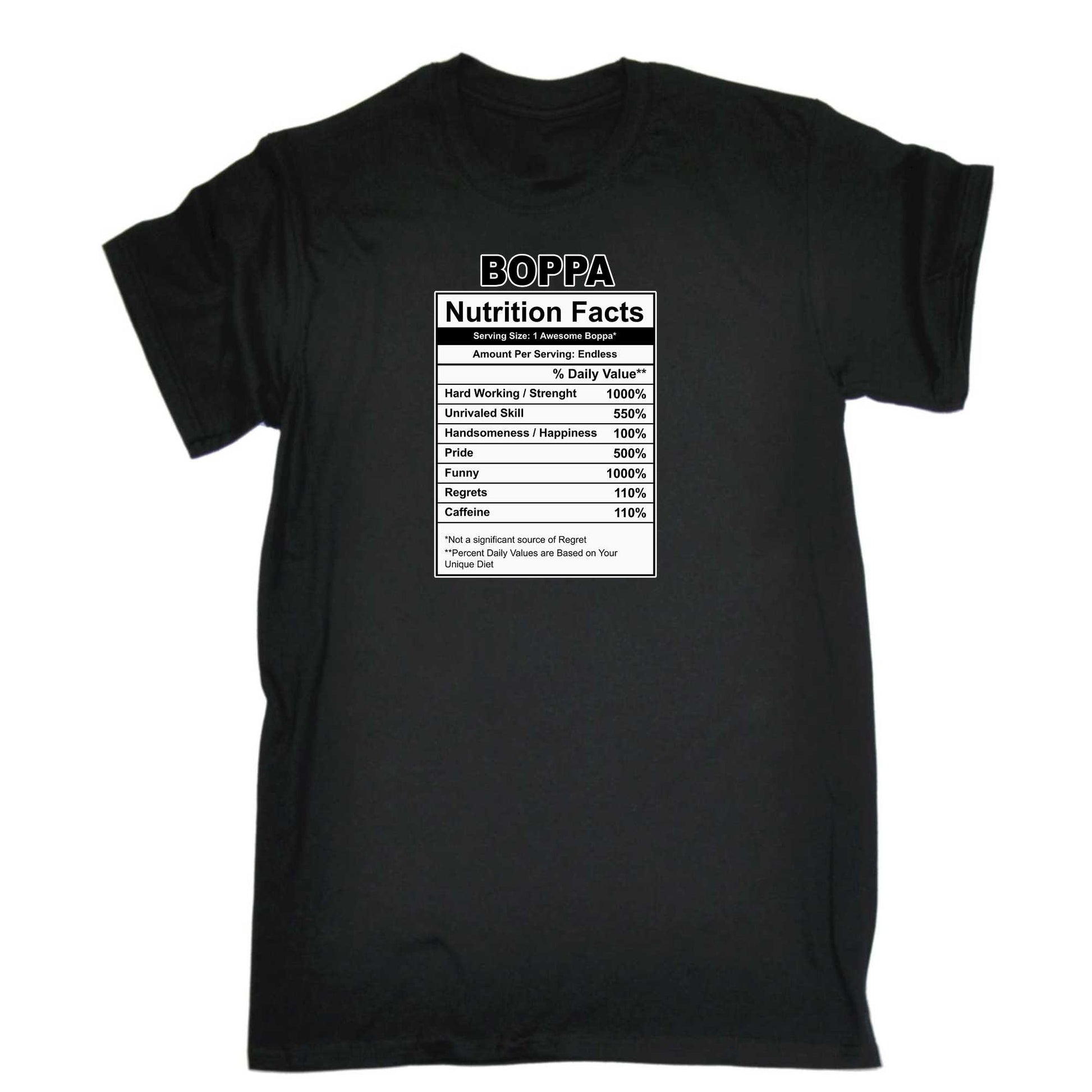 Boppa Nutrition Facts - Mens 123t Funny T-Shirt Tshirts