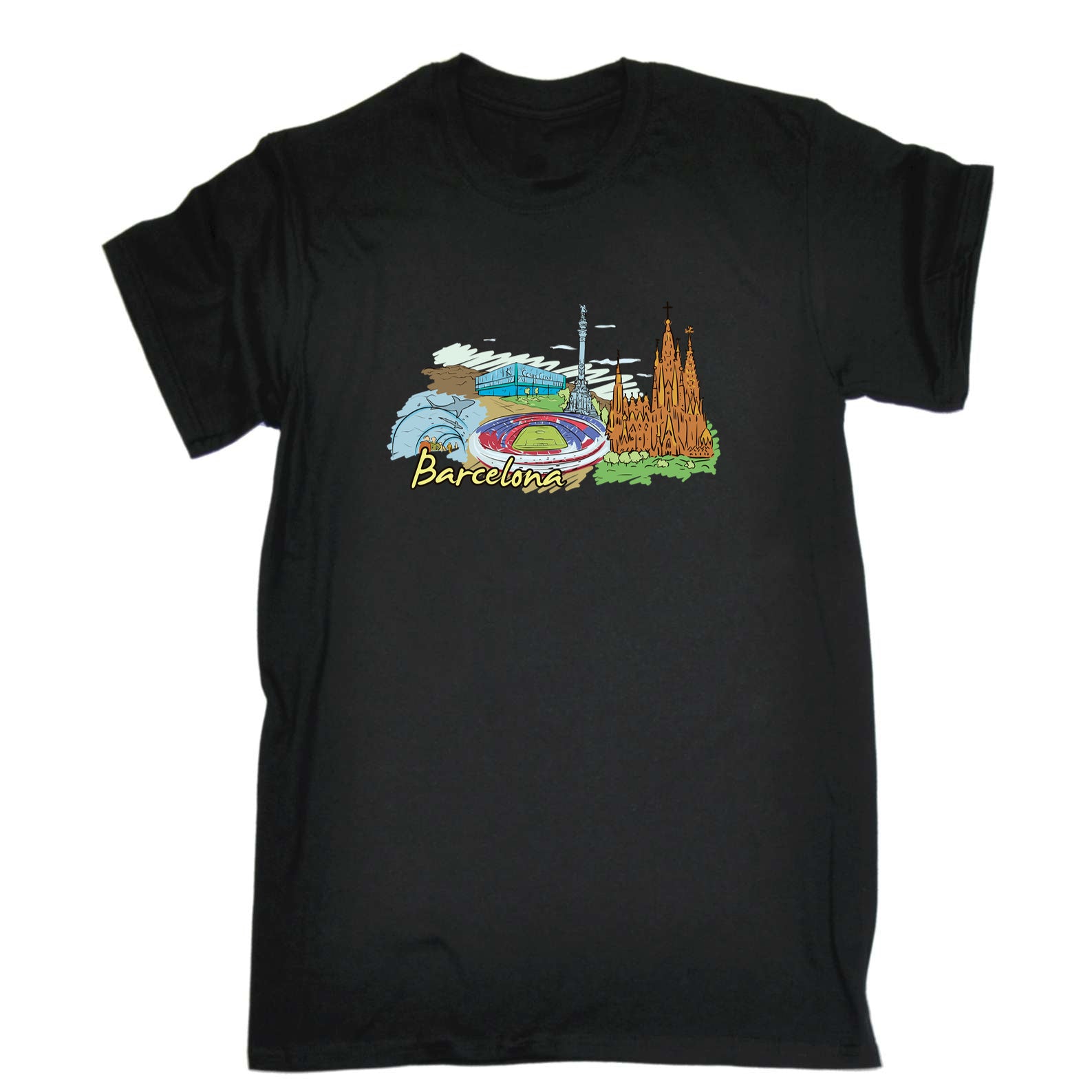 Barcelona Spain Country Flag Destination - Mens 123t Funny T-Shirt Tshirts