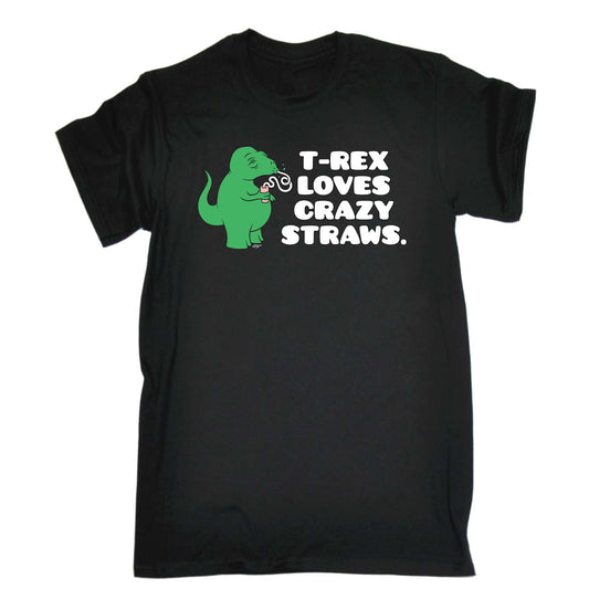 Trex Loves Crazy Straws Dinosaur - Mens Funny T-Shirt Tshirts