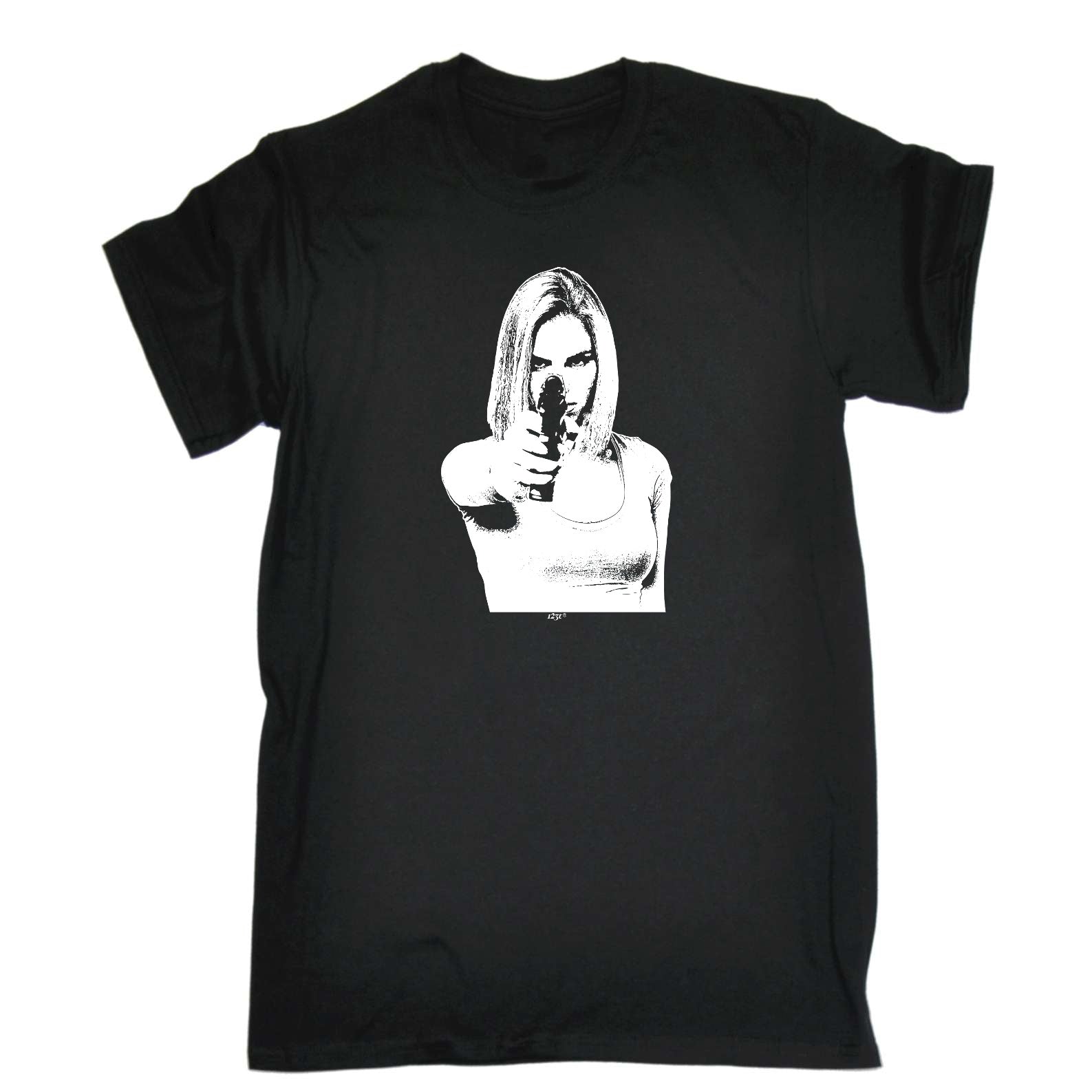 Girl Shooting Blond Gangster - Mens Funny T-Shirt Tshirts