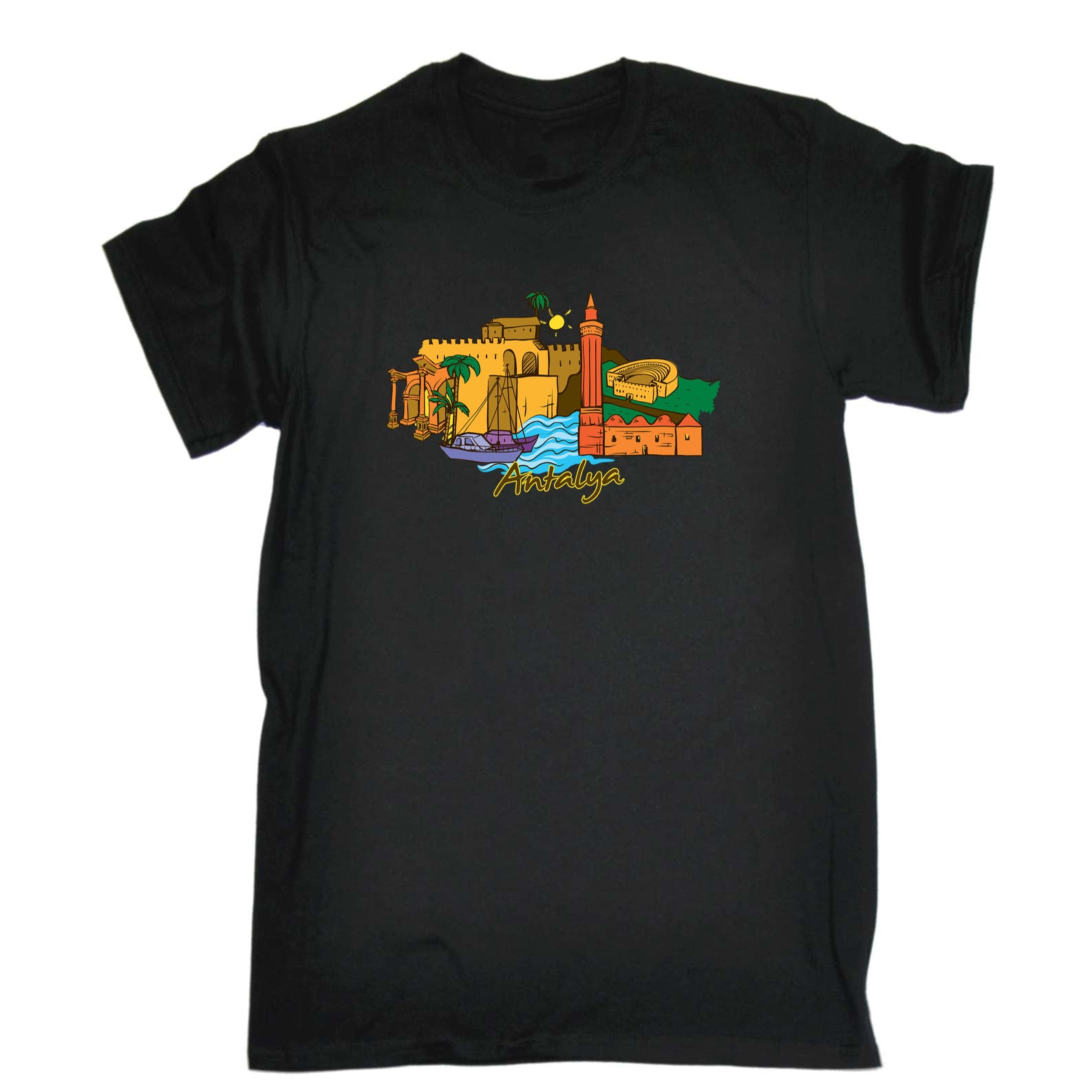 Antalya Turkey Country Flag Mediterranean - Mens 123t Funny T-Shirt Tshirts