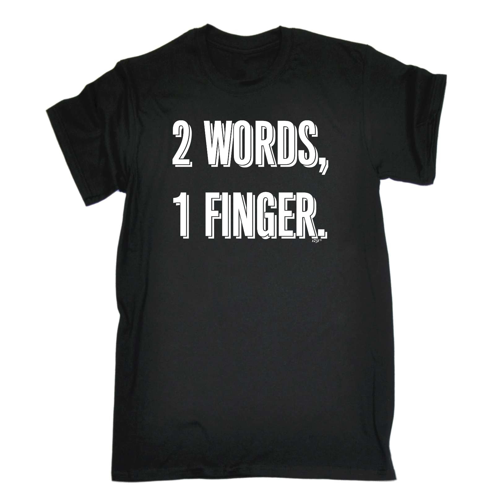 2 Words 1 Finger - Mens Funny T-Shirt Tshirts