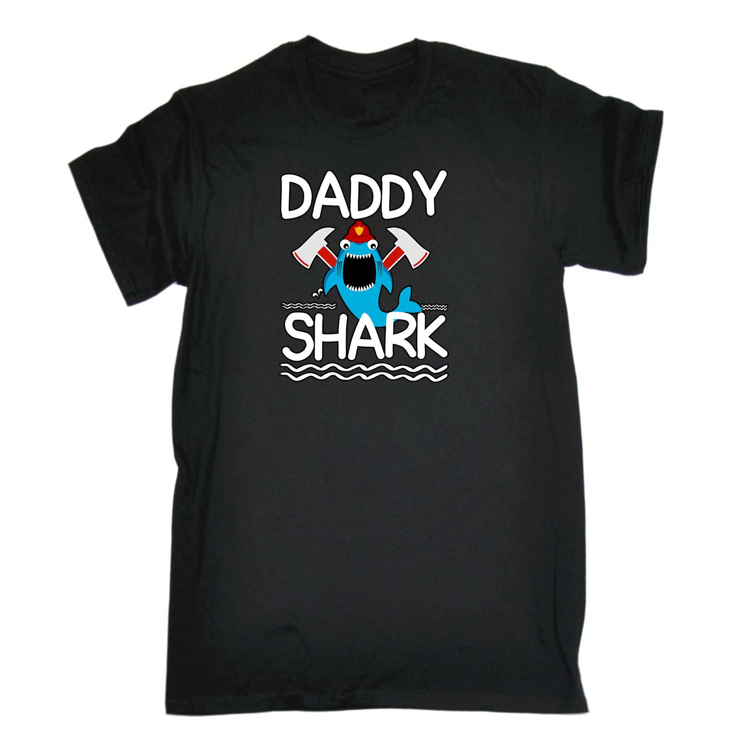 Daddy Shark Dad Father Firefighter - Mens 123t Funny T-Shirt Tshirts