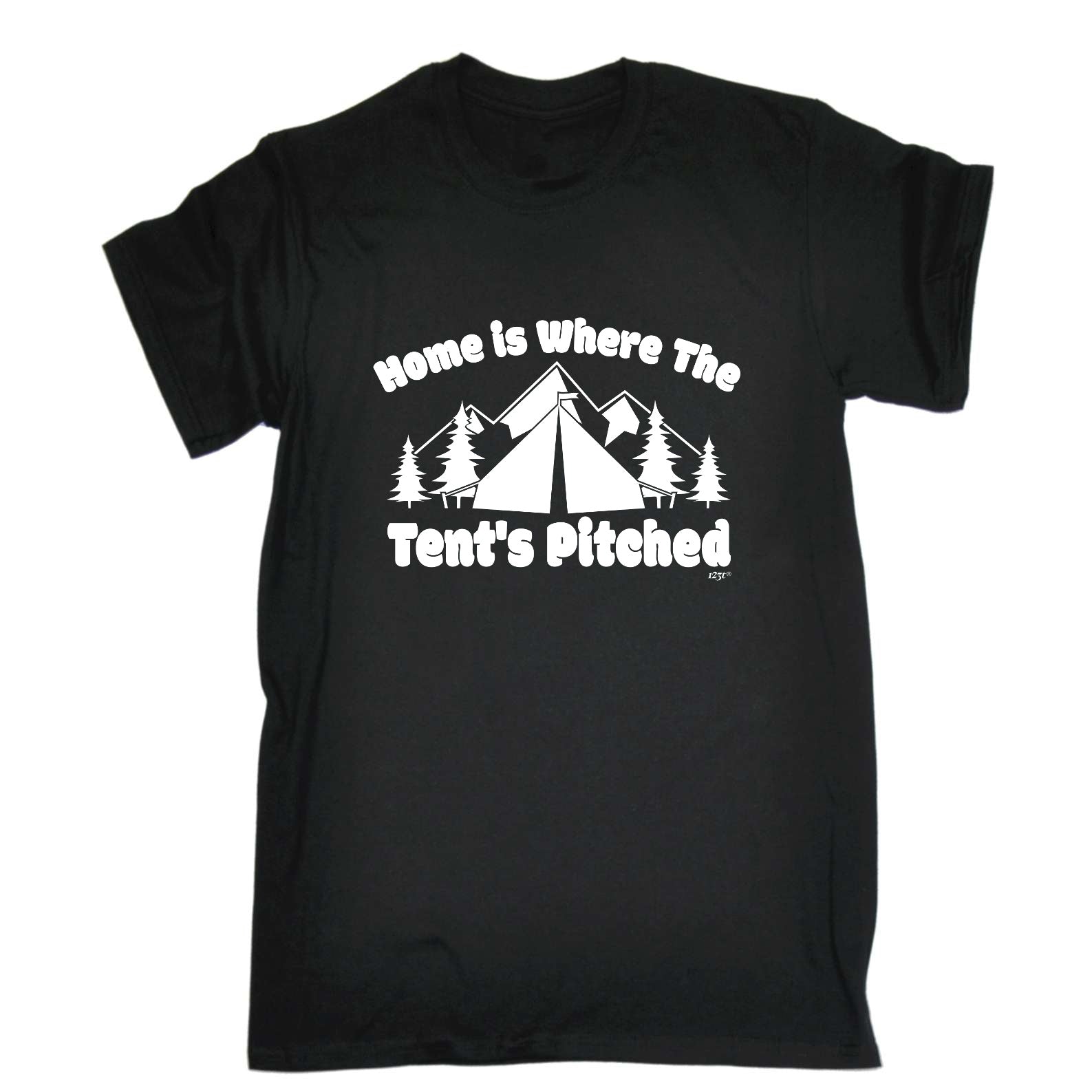 Camping Home Is Where The Tents Pitched - Mens Funny T-Shirt Tshirts