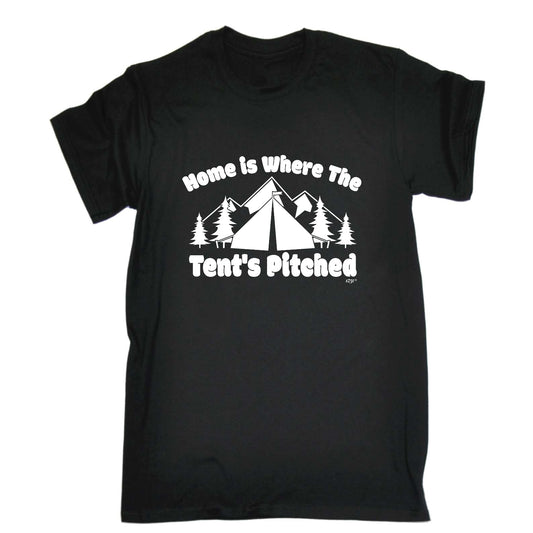 Camping Home Is Where The Tents Pitched - Mens Funny T-Shirt Tshirts