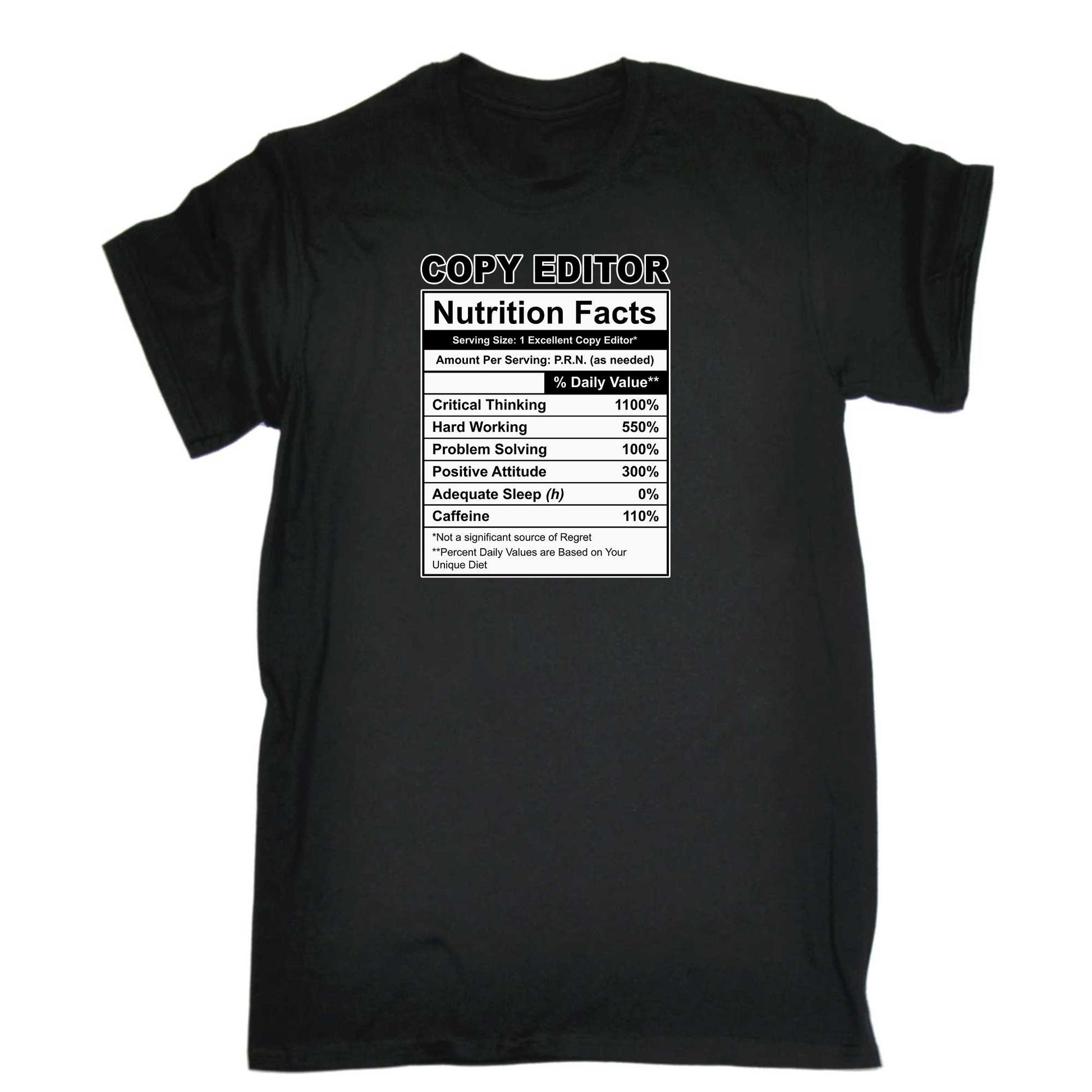 Copy Editor Nutrition Facts - Mens 123t Funny T-Shirt Tshirts