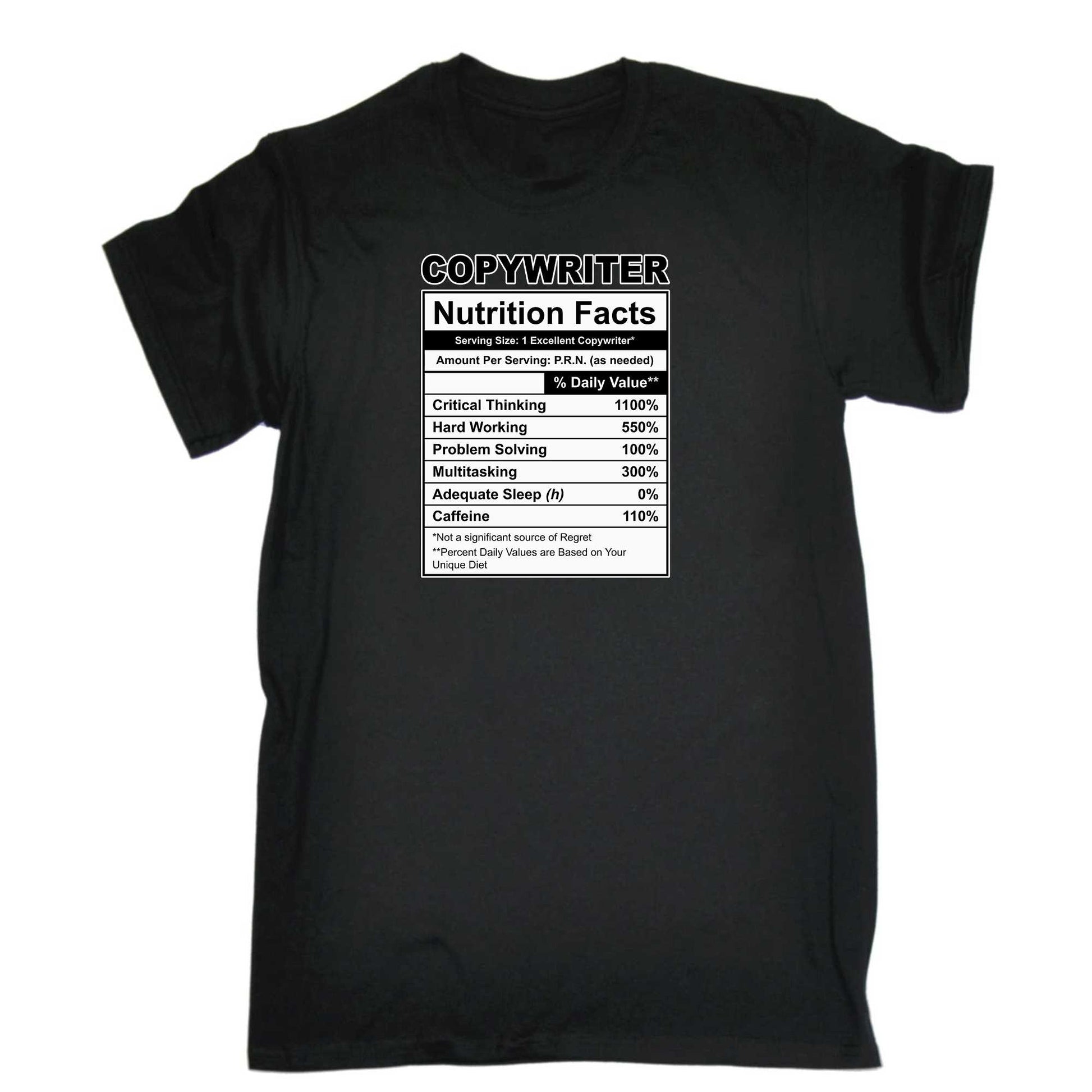 Copywriter Nutrition Facts - Mens 123t Funny T-Shirt Tshirts