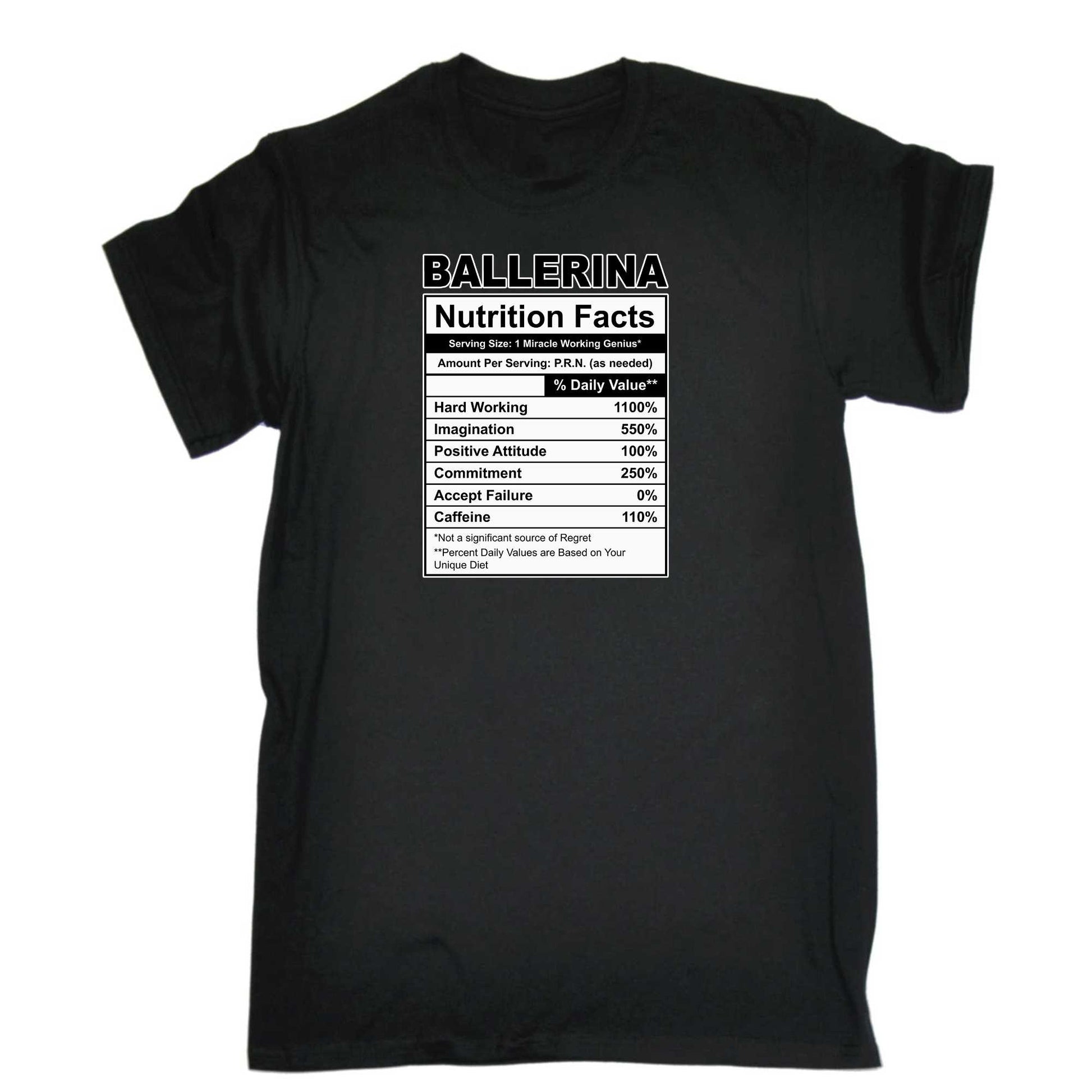 Ballerina Nutrition Facts - Mens 123t Funny T-Shirt Tshirts