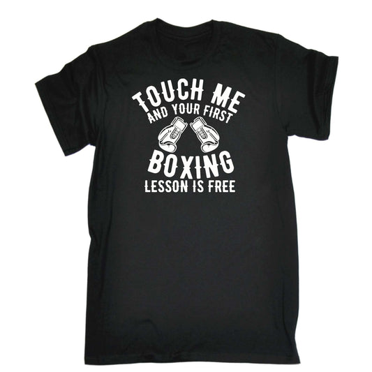 Boxing Touch Me And First Lesson Free - Mens 123t Funny T-Shirt Tshirts