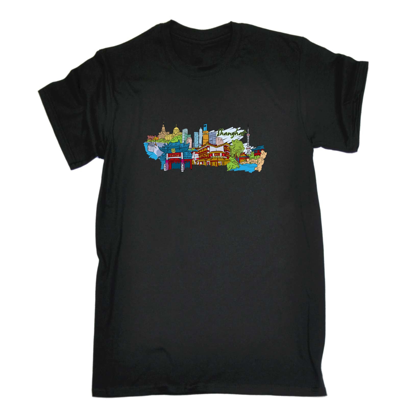 Shanghai China Country Flag Destination - Mens 123t Funny T-Shirt Tshirts