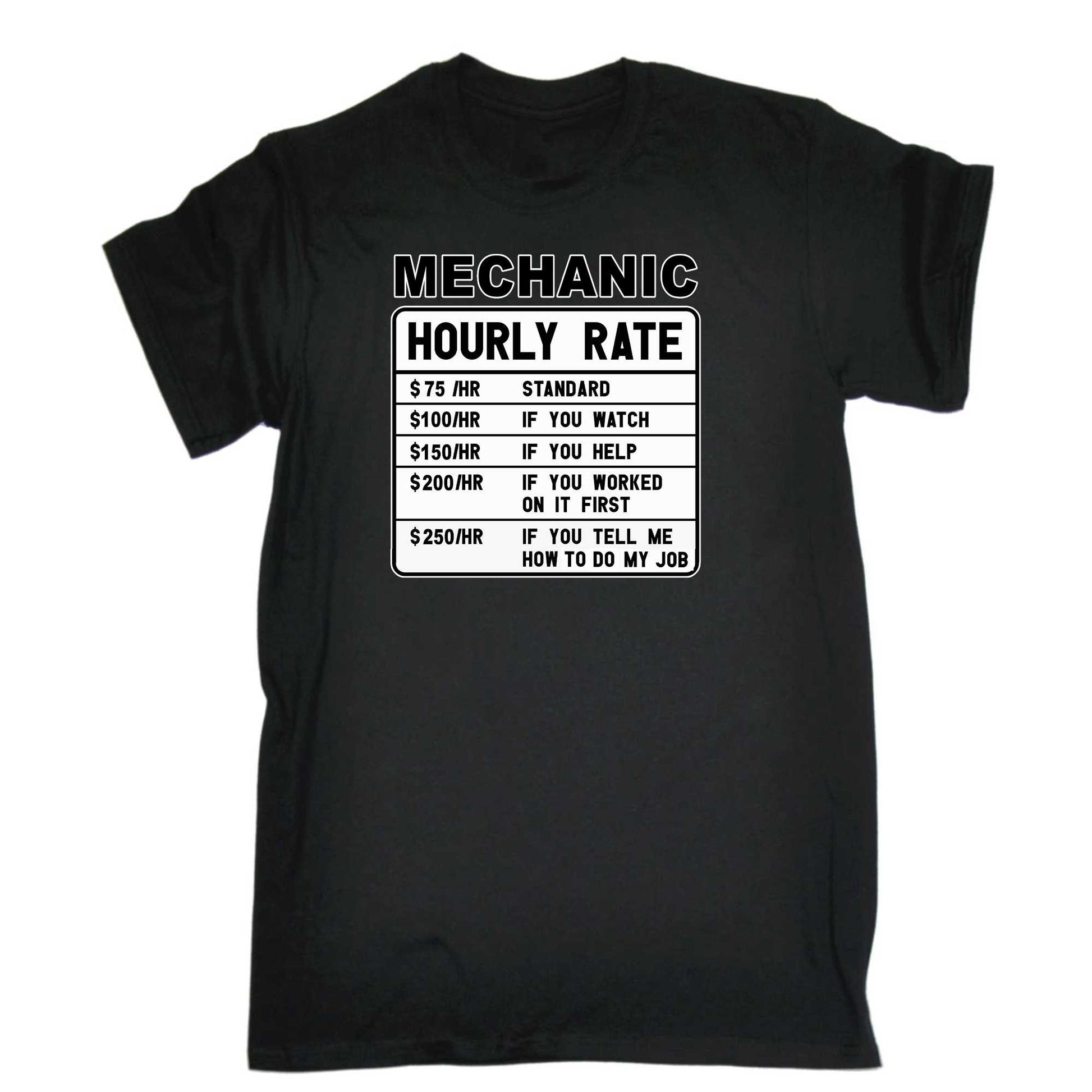 Mechanic Hourly Rate - Mens 123t Funny T-Shirt Tshirts