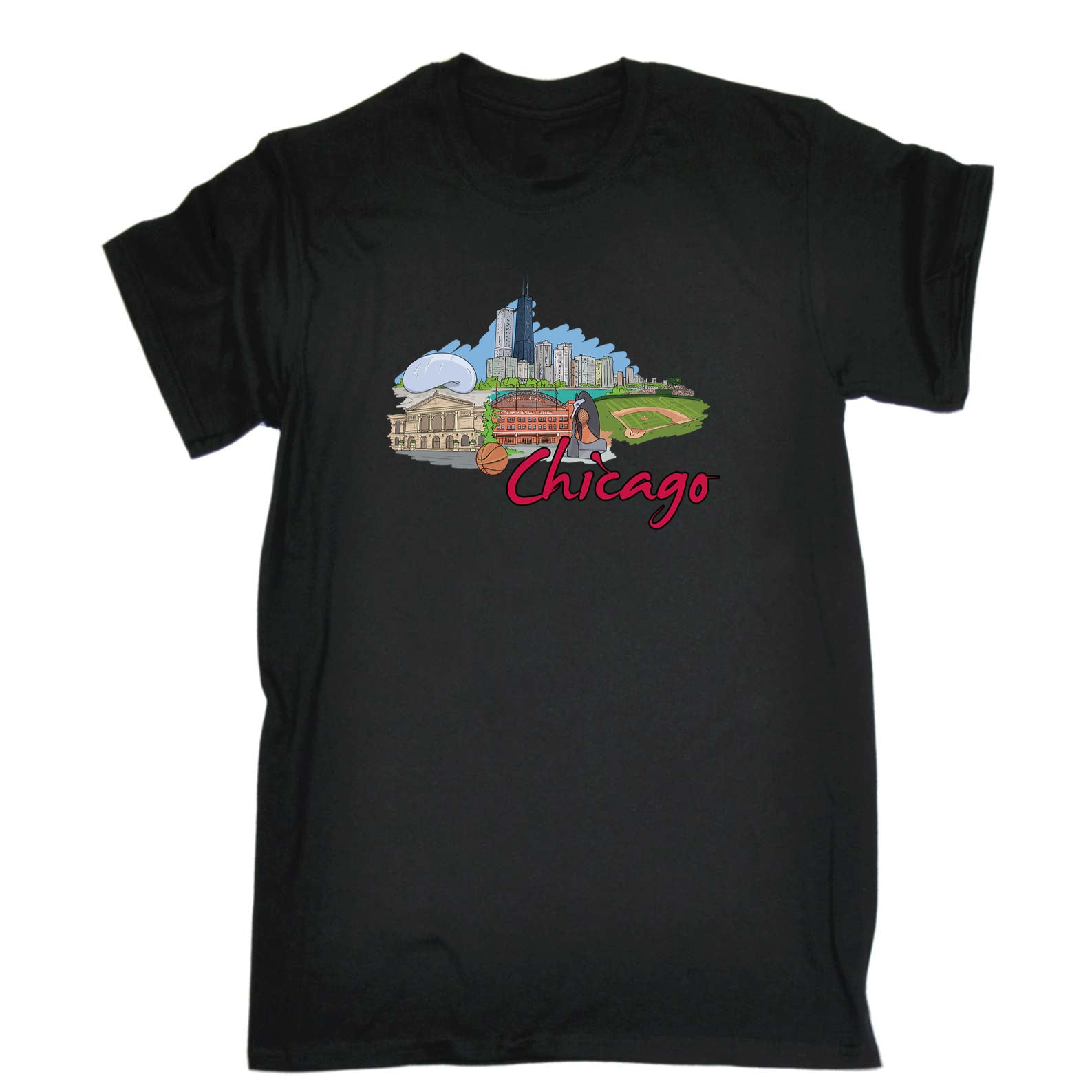 Chicago Lake Muchigan Illinois Usa Country Flag Destination - Mens 123t Funny T-Shirt Tshirts