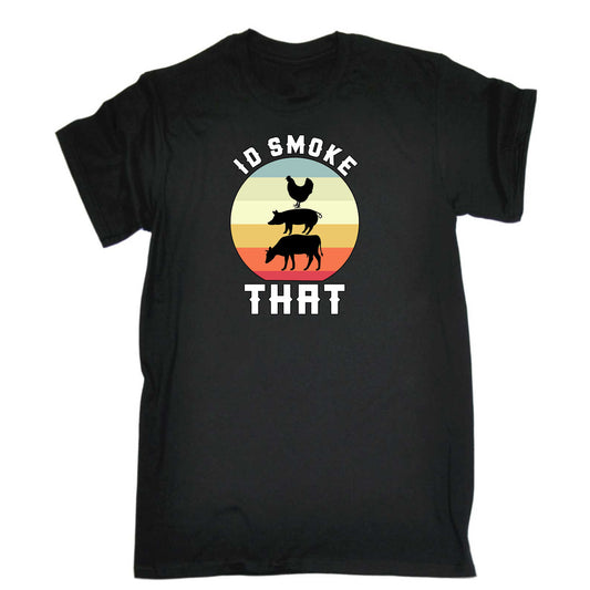 Id Smoke That Retro Sun  Bbq Chef Dad - Mens 123t Funny T-Shirt Tshirts